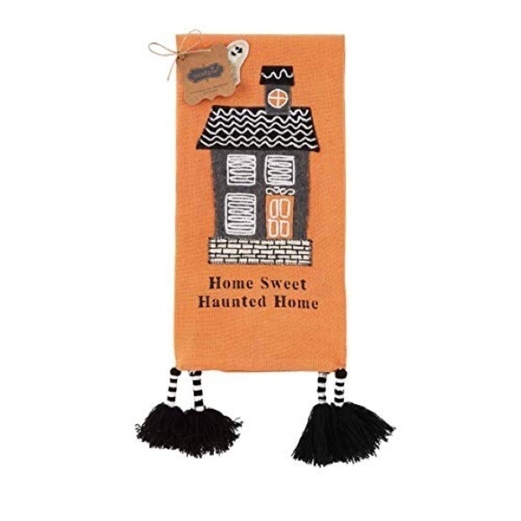 NWT Mud Pie orange Home Sweet Haunted Home towel - Picture 1 of 3
